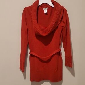 ❤ CACHE Y2K VINTAGE WOOL BLEND COWL NECK BELTED SWEATER, LARGE